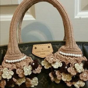 Handmade crochet handbag handle cover